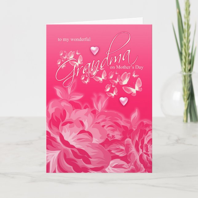 Grandma Mother's Day Card Flowers And Butterflies (Front)