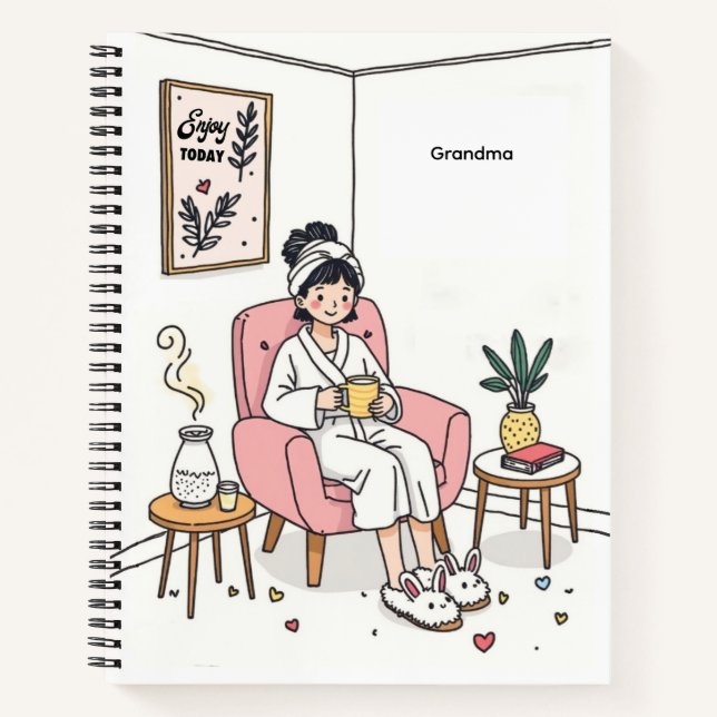 Grandma Mother's Day Cozy Relaxing Illustration Notebook (Front)