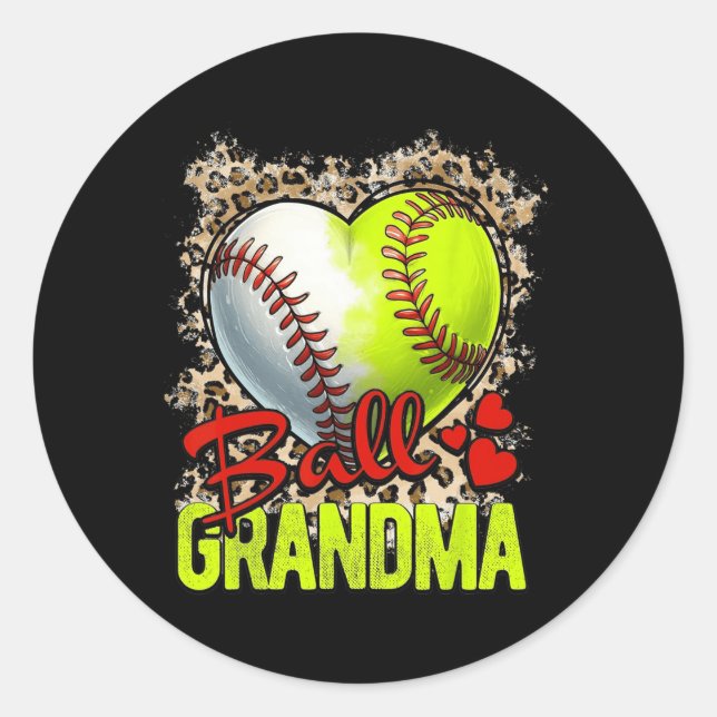 Grandma Mothers Day Softball Grandma Baseball Gran Classic Round Sticker (Front)