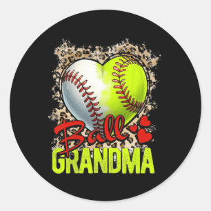 Grandma Mothers Day Softball Grandma Baseball Gran Classic Round Sticker