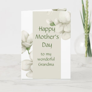 Grandma Mother's Day White Flowers Floral  Holiday Card