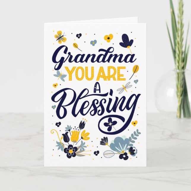 Grandma Mother's Day You are a Blessing Botanical Holiday Card (Front)