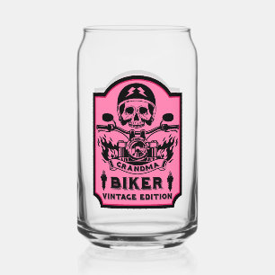 Grandma Motorbike Rider Can Glass