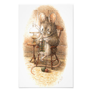 Grandma Mouse Knitting Photo Print