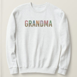 Grandma multicolor cheetah leopard typography Gift Sweatshirt