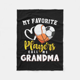 Grandma My Favorite Sell Soccer Sketll Players Cal Fleece Blanket