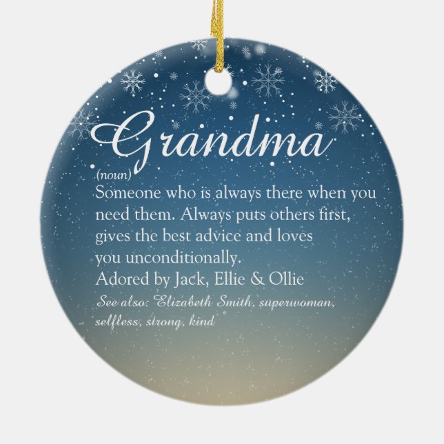 Grandma Nan Granny Definition Photo Christmas Ceramic Tree Decoration (Back)