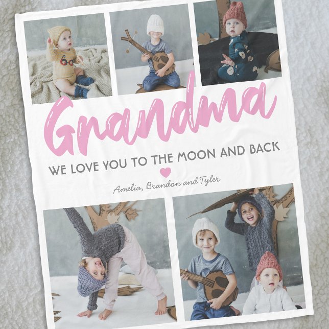 Grandma Nana 5 Photo Collage Fleece Blanket (Creator Uploaded)