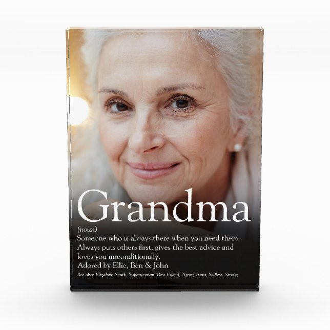 Grandma Nana Modern Fun Definition Photo Block (Front)