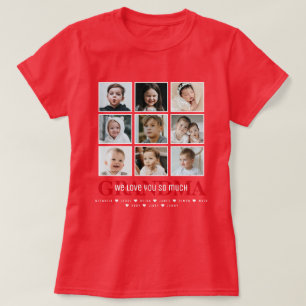 Grandma/Nana/Other 9-Photo Collage Message & Names T-Shirt