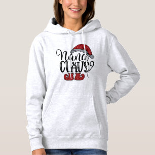 Grandma Nana Santa Glitter Design Christmas Hoodie