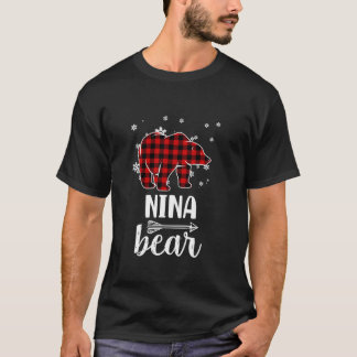 Grandma Nina Bear Xmas Pajama Red Plaid Buffalo PJ T-Shirt