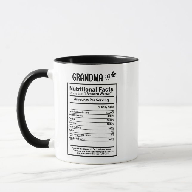 Grandma Nutrition Facts Coffee Mug (Left)