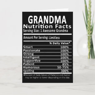 Grandma Nutrition Facts Halloween Thanksgiving Chr Card