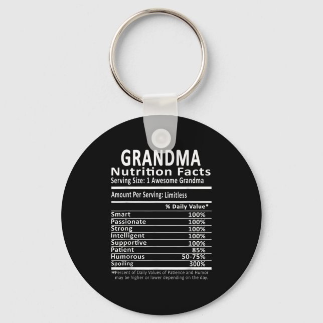 Grandma Nutrition Facts Halloween Thanksgiving Chr Key Ring (Front)