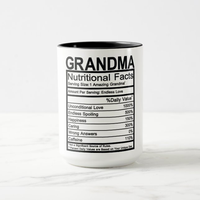 Grandma Nutritional Facts Mug (Center)
