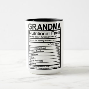Grandma Nutritional Facts Mug