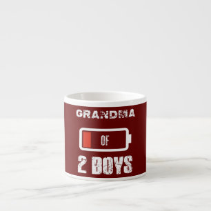 Grandma of 2 Two Boys Low Battery Mother's Day Espresso Cup