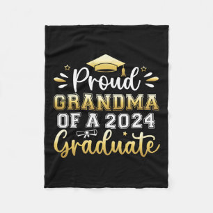 Grandma Of A 2024 Graduate Senior Graduation Women Fleece Blanket