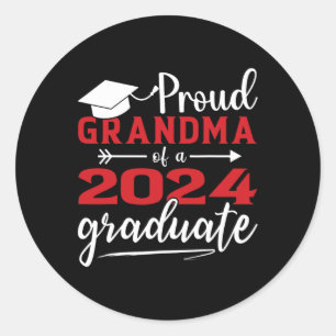 Grandma Of A Cl Of 2024 Graduate Funny Graduation Classic Round Sticker