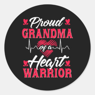 Grandma Of A Heart Warrior Chd Awareness Classic Round Sticker