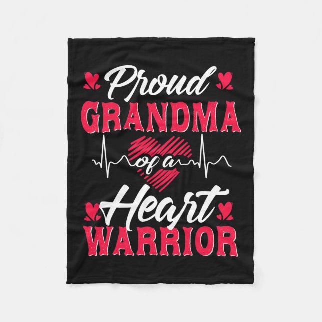 Grandma Of A Heart Warrior Chd Awareness  Fleece Blanket (Front)