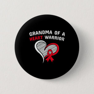 Grandma Of A Heart Warrior Chd Disease Awareness C 6 Cm Round Badge