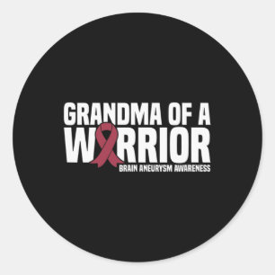 Grandma of a Warrior Brain Aneurysm Awareness Classic Round Sticker