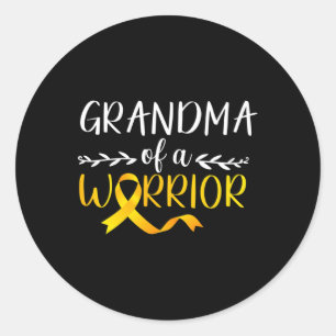 Grandma Of A Warrior Childhood Cancer Awareness Su Classic Round Sticker