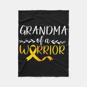 Grandma Of A Warrior Childhood Cancer Awareness Su Fleece Blanket