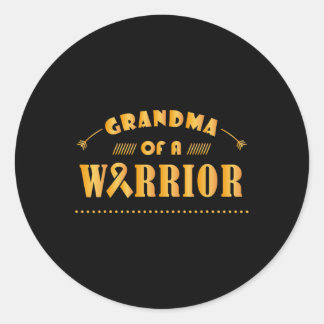 Grandma of a Warrior Childhood Cancer Ribbon Aware Classic Round Sticker