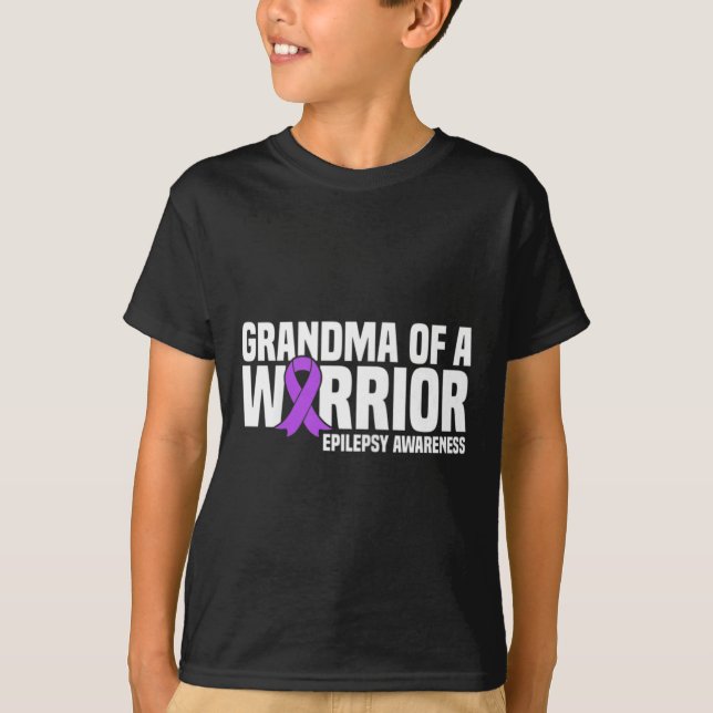 Grandma of a Warrior Purple Ribbon Epilepsy Awaren T-Shirt (Front)