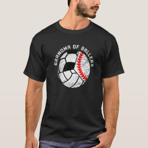 Grandma Of Ballers Baseball Volleyball Soccer Gra T-Shirt