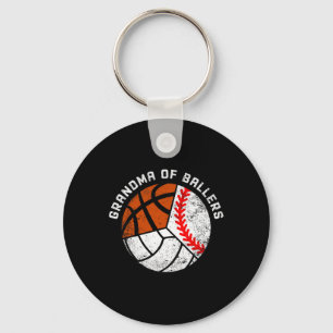 Grandma Of Ballers Fun Baseball Volleyball Basketb Key Ring