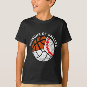 Grandma Of Ballers Fun Baseball Volleyball Basketb T-Shirt