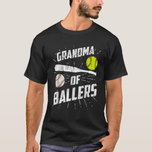 Grandma Of Ballers Funny Baseball Softball Mothers T-Shirt