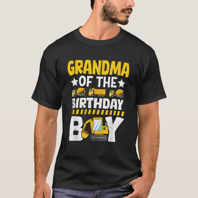 Grandma Of Birthday Boy Construction Theme Party M T-Shirt (Front)