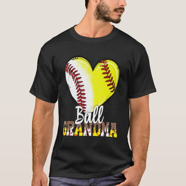 Grandma of Both Baseball Softball Grandkids Ball M T-Shirt (Front)
