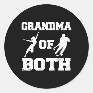 Grandma Of Both Funny Hockey And Dance Grandma  Classic Round Sticker