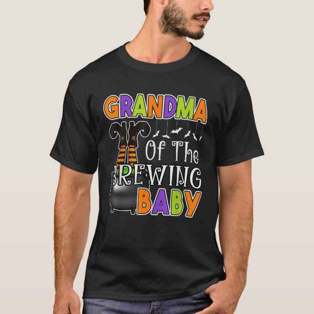 Grandma of Brewing Baby Halloween Theme Baby Showe T-Shirt (Front)
