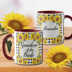 Grandma of Bride Customised Gingham Sunflowers  Coffee Mug