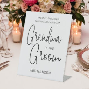 Grandma of Groom Memorial Reserved Chair Wedding Pedestal Sign