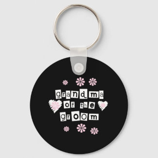 Grandma of Groom White on Black Key Ring