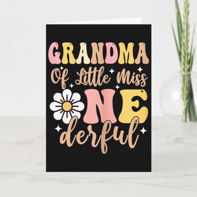 Grandma Of Little Miss Onederful 1st Birthday Girl Card (Front)