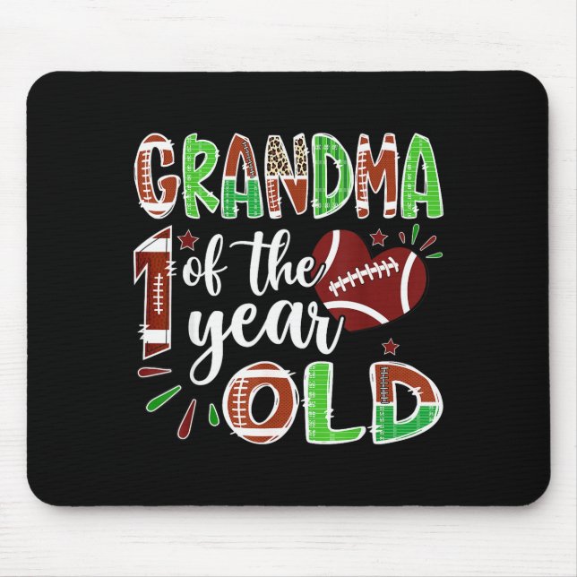 Grandma Of The 1 Year Old Football 1st Birthday Bo Mouse Mat (Front)