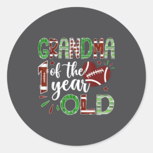 Grandma Of The 1 Year Old Football First Birthday Classic Round Sticker