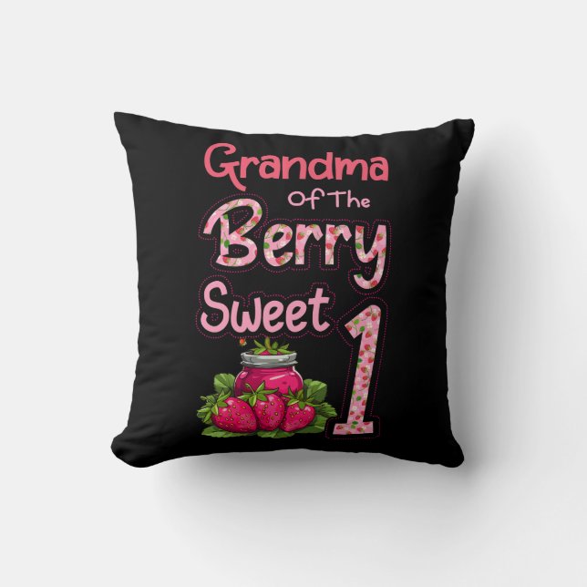 Grandma Of The Berry Sweet One Strawberry First 1s Cushion (Front)