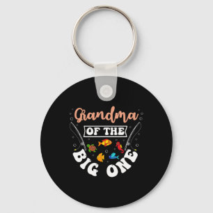 Grandma Of The Big One Fishing Birthday Party Bday Key Ring