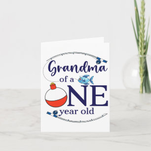 Grandma Of The Big One Fishing Boy First Birthday  Card