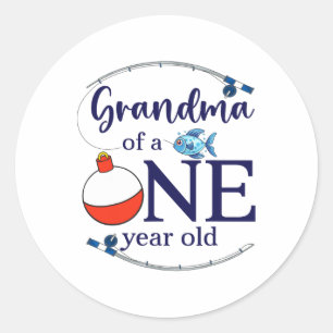 Grandma Of The Big One Fishing Boy First Birthday Classic Round Sticker